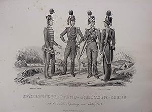 Innsbrucker Stand - Schützen - Corps nach der neuesten Adjustirung vom Jahre 1838. Lithographie v...