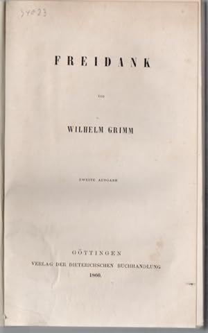 Bild des Verkufers fr Freidank von Wilhelm Grimm. Zweite Ausgabe. zum Verkauf von Antiquariat Dwal