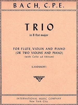 Image du vendeur pour Trio in Bb Major - for Flute, Violin and Piano (or Two Violins and Piano) with Cello ad Libitum mis en vente par Cameron-Wolfe Booksellers