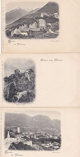 Gruss Aus Meran Austria Tapienerweg Schloss Tirol 3x Antique Postcard s