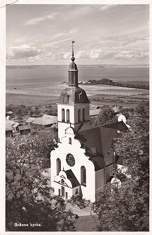 Granna Kyrka Church Sweden Aerial Vintage Rare Postcard
