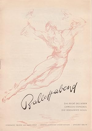 Imagen del vendedor de Programmheft Ballettabend Victor Bruns DAS RECHT DES HERRN / Nikolai Rimski-Korssakow CAPRICCIO ESPAGNOL / Nikolai Tscherepnin DER VERZAUBERTE VOGEL Spielzeit 1954 / 55 a la venta por Programmhefte24 Schauspiel und Musiktheater der letzten 150 Jahre