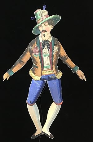17" Handmade Articulated Movable Watercolor Jaunty Gent Pantin