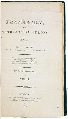 Trevanion, or, Matrimonial Errors. In Four Volumes. Vol. I [-IV].