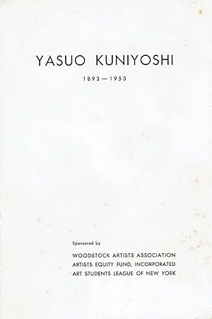 Image du vendeur pour YASUO KUNIYOSHI 1893-1953: Memorial Exhibition. mis en vente par Blue Mountain Books & Manuscripts, Ltd.