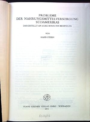 Bild des Verkufers fr Probleme der Nahrungsmittelversorgung Sdamerikas. Klner Forschungen zur Wirtschaft- und Sozialgeographie, Band XVIII. zum Verkauf von books4less (Versandantiquariat Petra Gros GmbH & Co. KG)