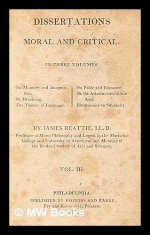 Seller image for Dissertations moral and critical, vol. 3 for sale by MW Books