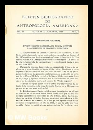 Imagen del vendedor de Boletn de antropologa americana - Octubre a Diciembre 1938 a la venta por MW Books