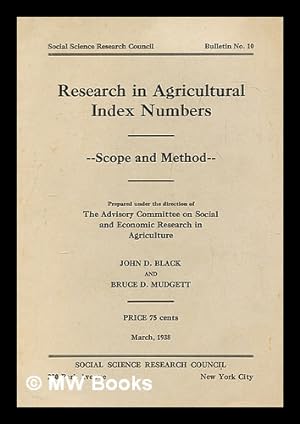 Image du vendeur pour Research in agricultural index numbers scope and method mis en vente par MW Books