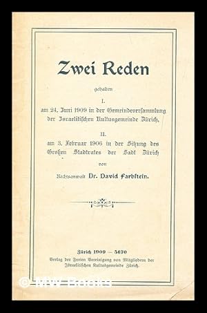 Imagen del vendedor de Zwei Reden : gehalten am 24 Juni 1909 . und am 3 Feb. 1906 a la venta por MW Books