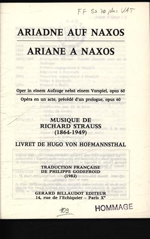 Image du vendeur pour Ariadne auf Naxos / Ariane a Naxos : Oper in einem Aufzuge nebst einem Vorspiel, opus 60 mis en vente par Antiquariat Bookfarm