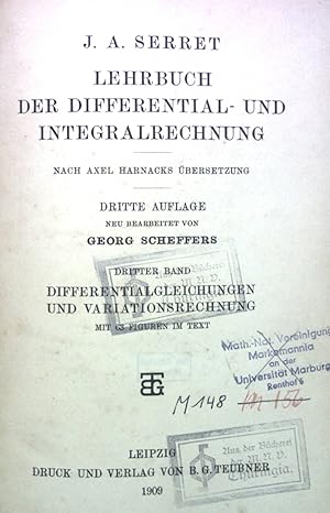 Imagen del vendedor de Lehrbuch der Differential- und Integralrechnung. Differentialgleichungen und Variationsrechnung, Dritter Band a la venta por books4less (Versandantiquariat Petra Gros GmbH & Co. KG)