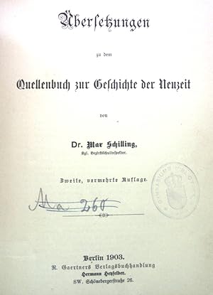 Seller image for bersetzungen zu dem Quellenbuch zur Geschichte der Neuzeit. for sale by books4less (Versandantiquariat Petra Gros GmbH & Co. KG)