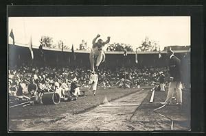 Ansichtskarte Stockholm, Olympische Spiele 1912, Schwedischer Weitspringer G. Aberg