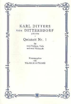 Bild des Verkufers fr Quintett Nr.1 fr 2 Violinen, Violaund 2 Violoncelli : Partitur zum Verkauf von AHA-BUCH GmbH