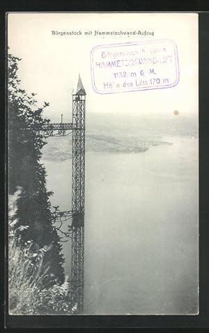 Ansichtskarte Bürgenstock, Ortspartie mit Hammetschwand-Aufzug