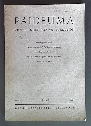 Imagen del vendedor de Paideuma. Mitteilungen zur Kulturkunde: Band VII, Heft 7. a la venta por books4less (Versandantiquariat Petra Gros GmbH & Co. KG)