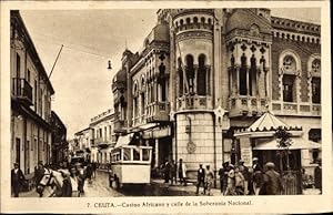 Image du vendeur pour Ansichtskarte / Postkarte Ceuta Spanien, Casino Africano y Calle de la Soberania Nacional mis en vente par akpool GmbH