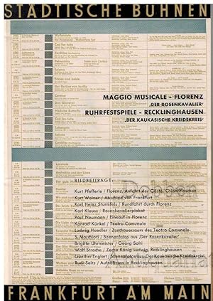 Bild des Verkufers fr Programmheft "Der kaukasische Kreidekreis" der Stdtischen Bhnen Frankfurt am Main aus dem Jahr 1955. zum Verkauf von Dobben-Antiquariat Dr. Volker Wendt