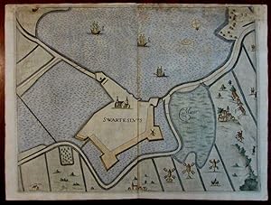 Zwartsluis Netherlands Holland Nederland 1673 Priorato engraved city plan