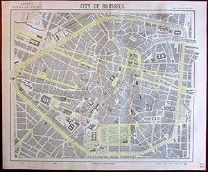 Brussels Belgium 1883 Lett's city plan map scarce