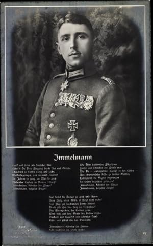 Seller image for Gedicht Ansichtskarte / Postkarte Jagdflieger Oberleutnant Max Immelmann, Portrait, Sanke 377 for sale by akpool GmbH