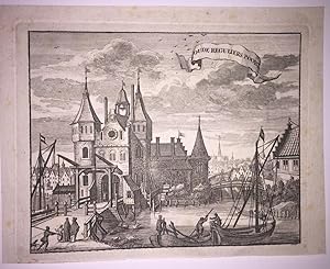 Bild des Verkufers fr Original engraving/gravure: Oude Reguliers Poort in Amsterdam. zum Verkauf von Antiquariaat Arine van der Steur / ILAB