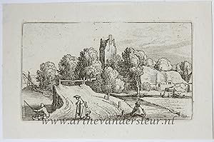 Bild des Verkufers fr [Reprint etching/ets] View of Kostverloren castle/Gezicht op kasteel Kostverloren bij Amsterdam aan de Amstel. zum Verkauf von Antiquariaat Arine van der Steur / ILAB