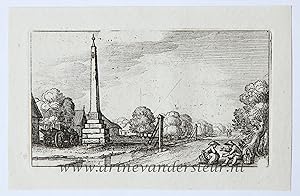 Bild des Verkufers fr [Reprint etching/ets] View of the milestone near Sloten/ Gezicht van de Mijlpaal (Mylpael) bij Sloten. zum Verkauf von Antiquariaat Arine van der Steur / ILAB