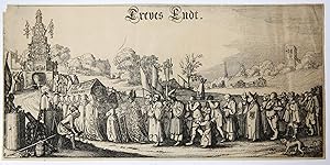 [Antique print, etching/ets, 80 year old war] Treves Endt / Allegory of the end of the Truce, 162...