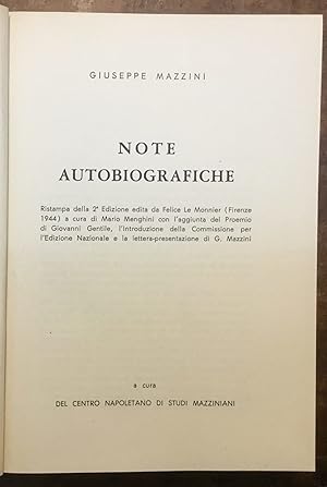 Giuseppe Mazzini. Note autobiografiche