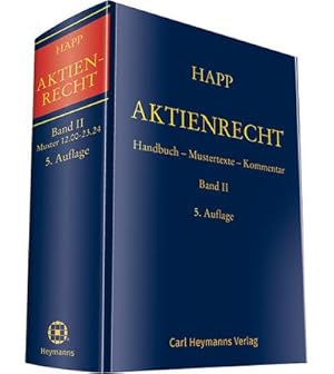 Bild des Verkufers fr Aktienrecht Band II : Handbuch - Mustertexte - Kommentar zum Verkauf von AHA-BUCH GmbH