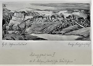 Seller image for Hans Otto Schnleber (Stuttgart), 1922 engraving, Burghausen an Der Salzach I for sale by The Bookmonger