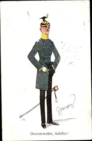 Künstler Ansichtskarte / Postkarte Donnerwetter tadellos, KuK Soldat in Uniform, Ulan