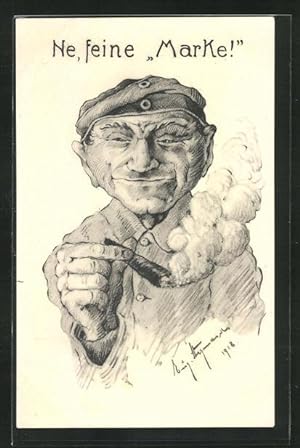 Künstler-Ansichtskarte Mann beim Rauchen einer Zigarre-Ne, feine Marke