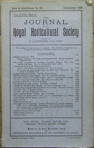 Seller image for Journal of the Royal Horticultural Society, Volume LVIII Part 2 for sale by Mike Park Ltd