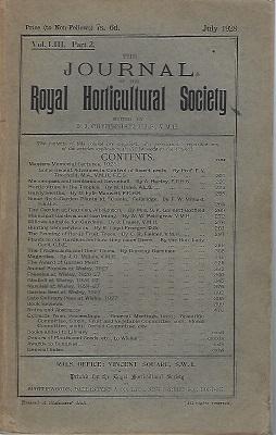 Seller image for Journal of the Royal Horticultural Society. Volume LIII Part 2. for sale by Mike Park Ltd