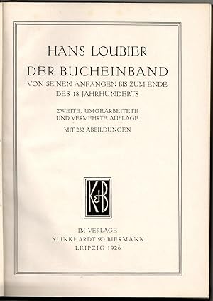 Der Bucheinband: Von seinen Anfängen bis zum Ende des 18. Jahrhunderts