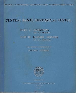 Bild des Verkufers fr Central Bantu Historical Texts I (Parts I & II) zum Verkauf von Eve's Book Garden