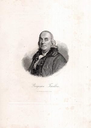 Imagen del vendedor de Benjamin Franklin. Stahlstich-Portrt von Weber. a la venta por Antiquariat Dennis R. Plummer