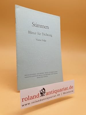 Seller image for Stimmen. Bltter fr Dichtung. Vierte Folge for sale by Roland Antiquariat UG haftungsbeschrnkt