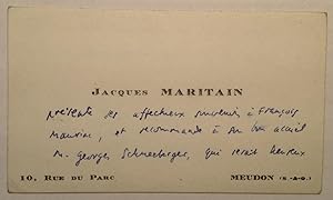 Autographed Note in French on a Personal Card