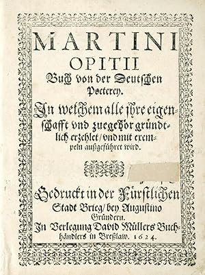 Martin Opitz Buch Von Der Deutschen Poeterey Erstausgabe Zvab