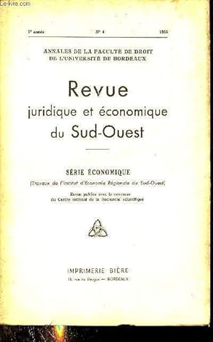 Image du vendeur pour Annales de la facult de droit de l'universit de Bordeaux - Revue juridique et conomique du Sud Ouest n4 5e anne 1956 - L'attraction commerciale des villes une nouvelle mthode de mesure l'enqut d'essai mene dans le Loir et Cher etc. mis en vente par Le-Livre