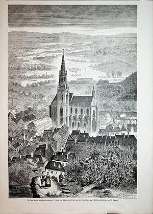 THANN avec Collégiale Saint-Thiébaut de Thann, vue, Ansicht France, ca. 1871