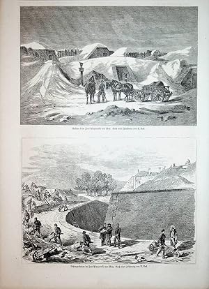 PLAPPEVILLE, Fort de Plappeville, vue ca. 1871 in 2 prints