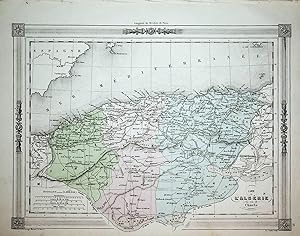 Imagen del vendedor de AFRICA NORTH, ALGERIA MAP [date 1852] by J.D. Barbie du Bocage Title: Carte de L'Algerie. Engraver J.B. Charle a la venta por ANTIQUARIAT.WIEN Fine Books & Prints