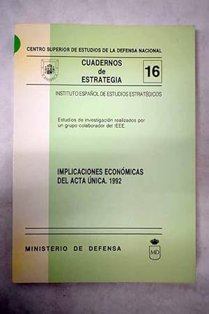 Immagine del venditore per Implicaciones econmicas del acta nica, 1992 venduto da Alcan Libros