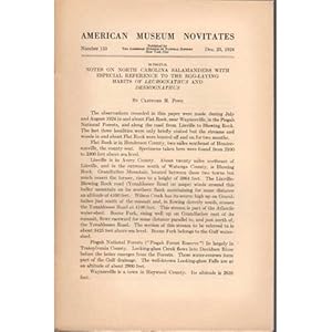 Seller image for Notes on North Carolina Salamanders with Especial Reference to the Egg-laying Habits of Leurognathus and Desmongnathus for sale by Buteo Books