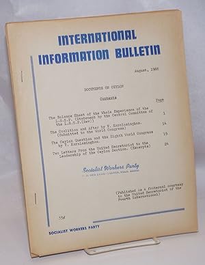 Seller image for Documents on Ceylon. International information bulletin, August 1966 for sale by Bolerium Books Inc.